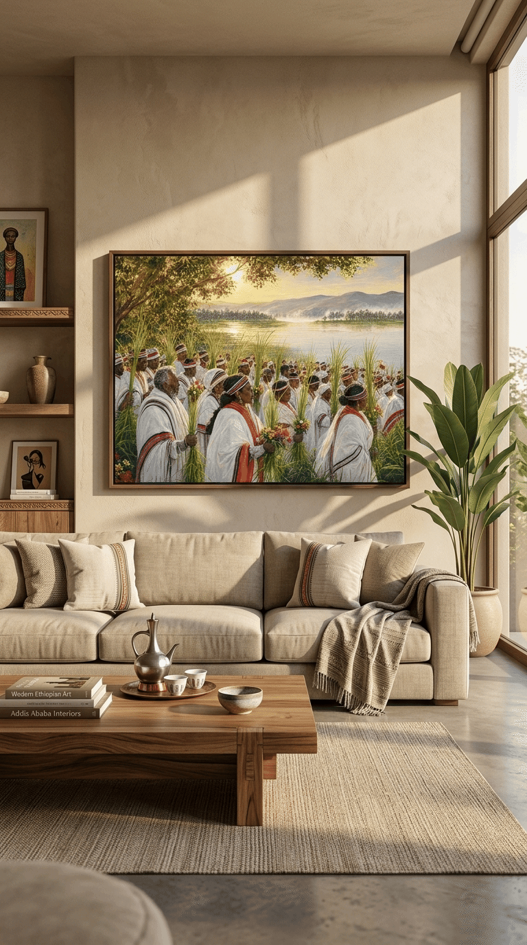 Irreecha Floral Lake Blessing | Oromo Thanksgiving Fine Art Canvas Print
