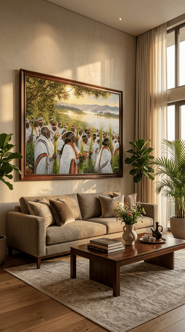 Irreecha Floral Lake Blessing | Oromo Thanksgiving Fine Art Canvas Print