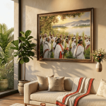Irreecha Floral Lake Blessing | Oromo Thanksgiving Fine Art Canvas Print