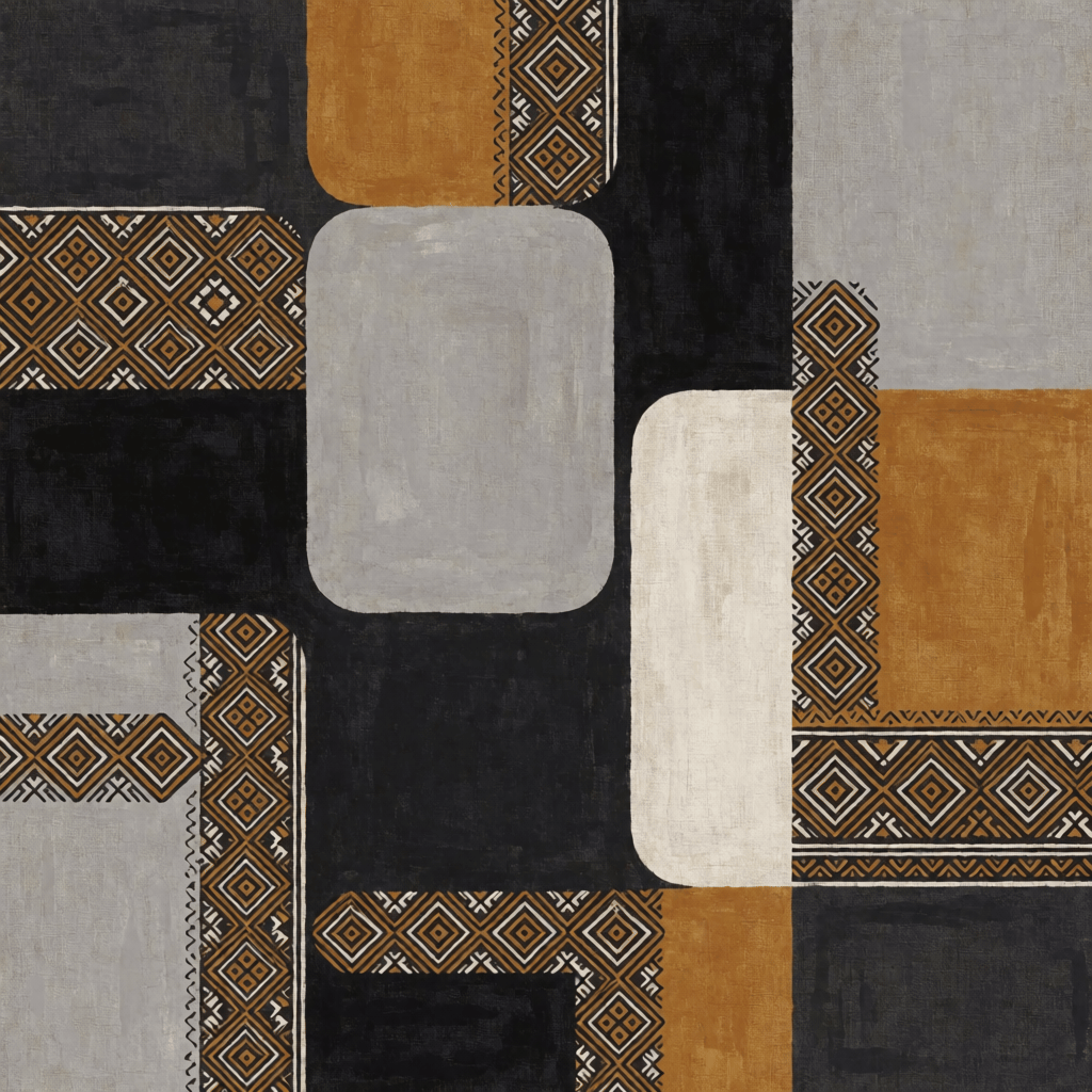 Ethiopian Tilet Pattern Abstract Canvas Wall Art | Modern Geometric Heritage Art Print | Premium Gallery Canvas