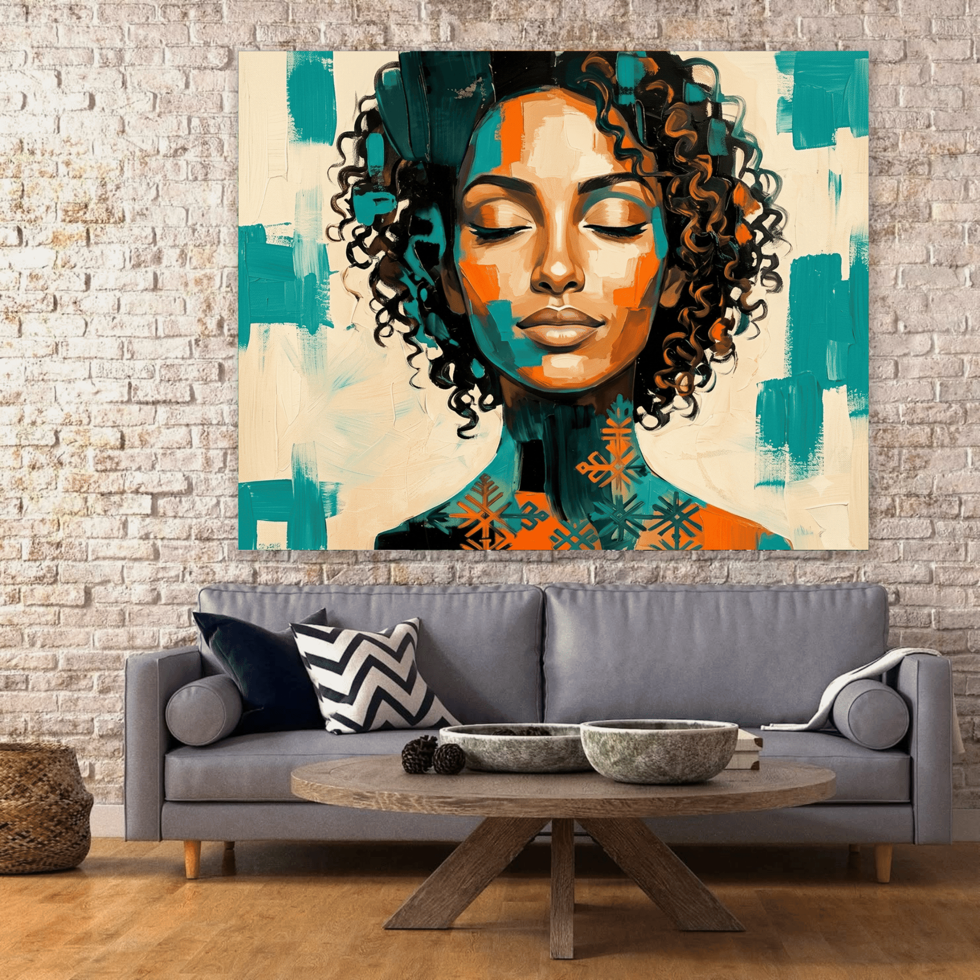Serenity in Bloom – Modern Ethiopian Woman Abstract Canvas Print