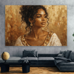 Golden Heritage – Ochre & Terracotta Ethiopian Woman Abstract Canvas Print