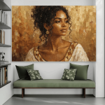 Golden Heritage – Ochre & Terracotta Ethiopian Woman Abstract Canvas Print