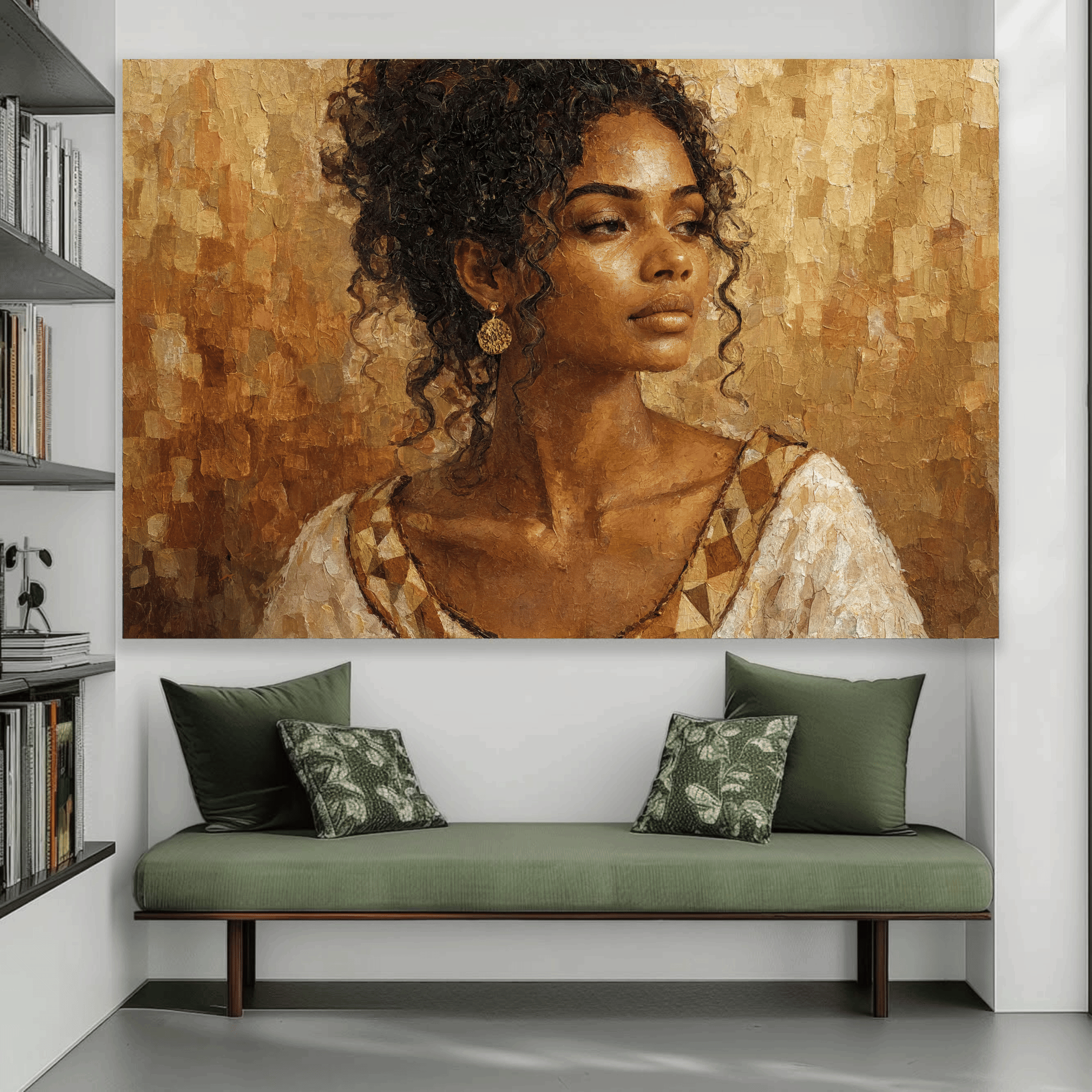 Golden Heritage – Ochre & Terracotta Ethiopian Woman Abstract Canvas Print