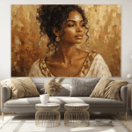 Golden Heritage – Ochre & Terracotta Ethiopian Woman Abstract Canvas Print