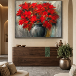 Crimson Bloom | Red Flower Fine Art Canvas