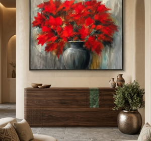 Crimson Bloom | Red Flower Fine Art Canvas