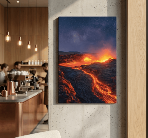 Fire of the Depths: Cinematic Erta Ale Lava Lake Landscape Canvas Art