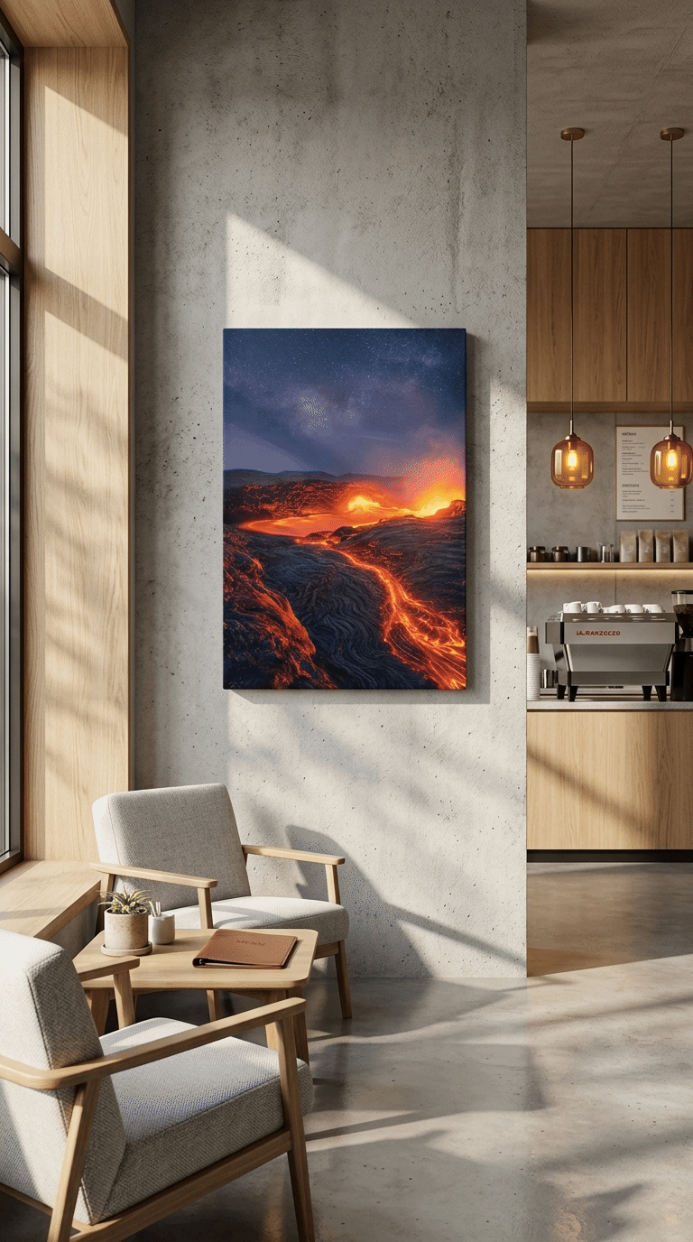 Fire of the Depths: Cinematic Erta Ale Lava Lake Landscape Canvas Art