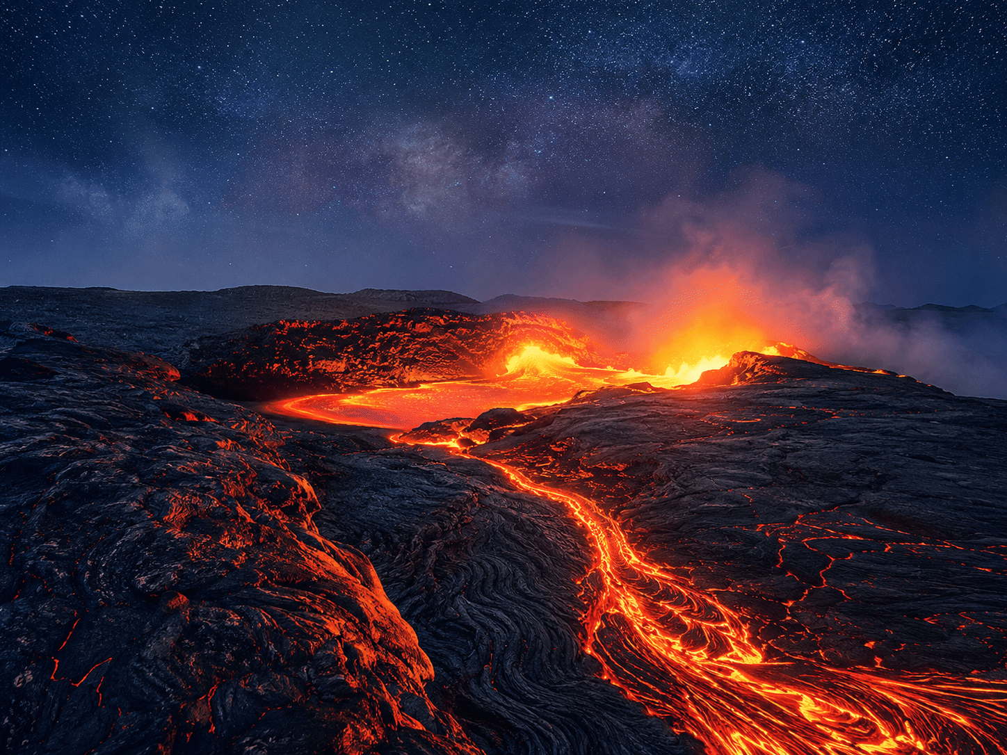 Fire of the Depths: Cinematic Erta Ale Lava Lake Landscape Canvas Art