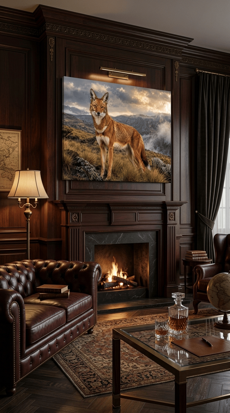 Highland Sentinel: Rare Ethiopian Wolf Premium Wildlife Canvas Art