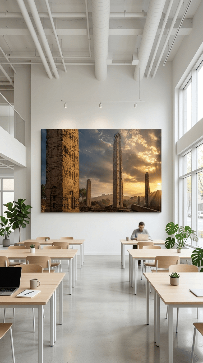 Obelisk of Antiquity: Breathtaking Axum Stelae Dawn Canvas Art