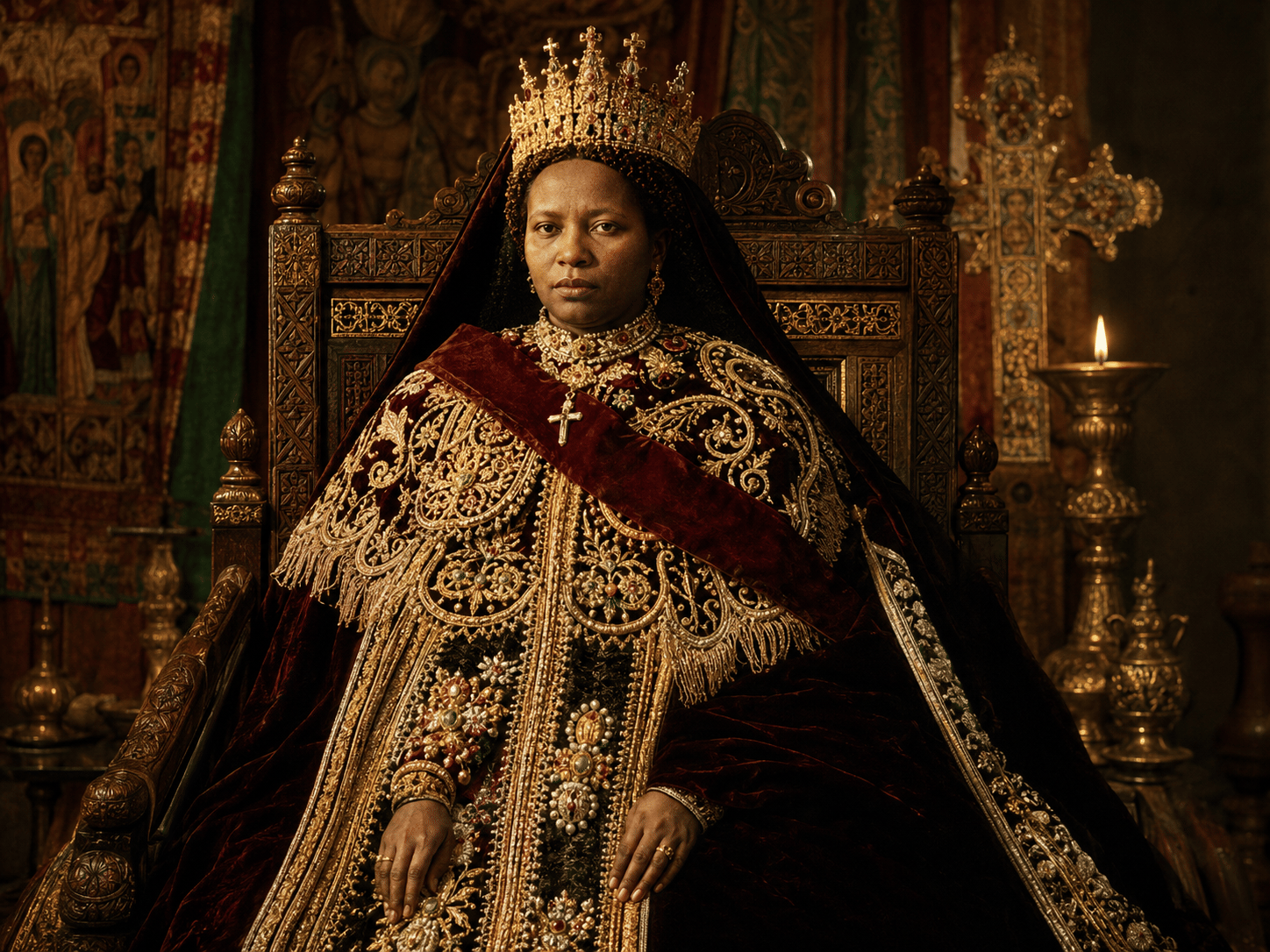 Empress Zewditu of Ethiopia – Imperial Royal Portrait Canvas Wall Art