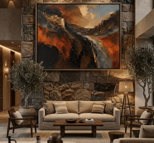 Shadows of the Rift Valley – Ethiopian Abstract Landscape Canvas Wall Art