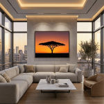 Ethiopian Acacia Sunset Canvas Wall Art – Minimalist African Landscape Print | Addis Ababa Inspired Home Decor