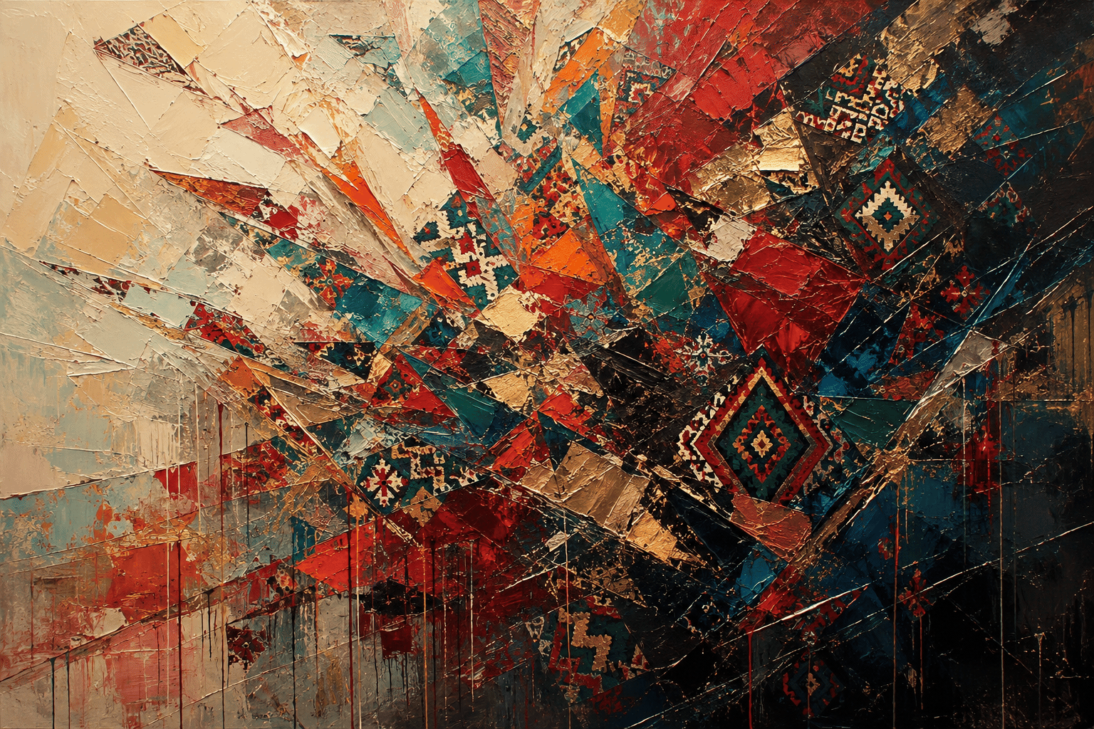 Tibeb Fracture Deconstructed Weaving Abstract Canvas