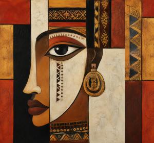 Ethiopian Geometric Woman | Contemporary African Fine Art Canvas
