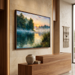 Misty Sunrise Lake Canvas Wall Art | Serene Nature Landscape Painting