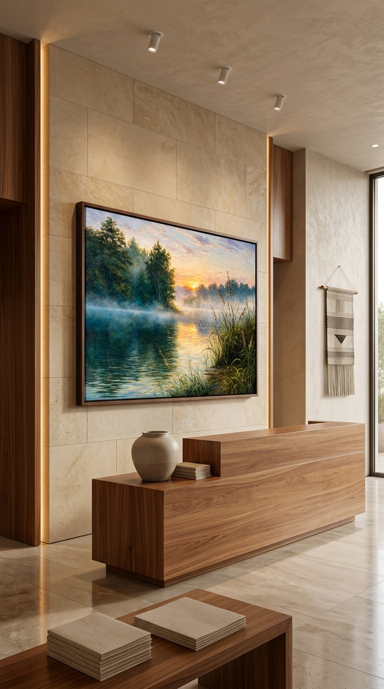 Misty Sunrise Lake Canvas Wall Art | Serene Nature Landscape Painting