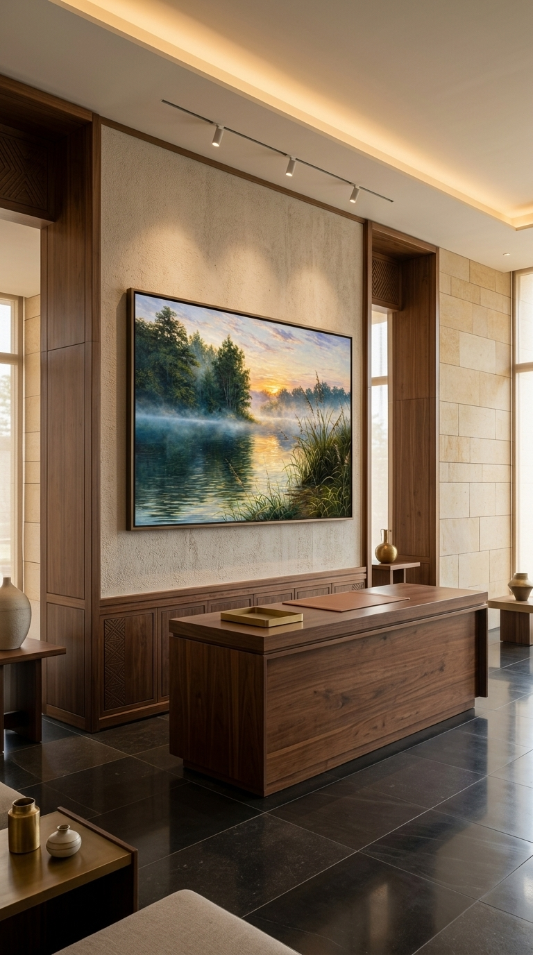 Misty Sunrise Lake Canvas Wall Art | Serene Nature Landscape Painting