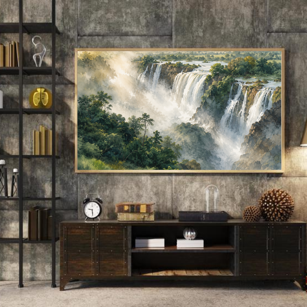 Blue Nile Falls (Abay) Watercolor Print – Calming Luxury Landscape Art