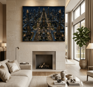 Skyline of New Axum – Premium Ethio-Futurism Canvas