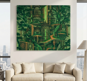 Addis Tomorrow: Afro-Futuristic Eucalyptus Eco-Tower Canvas