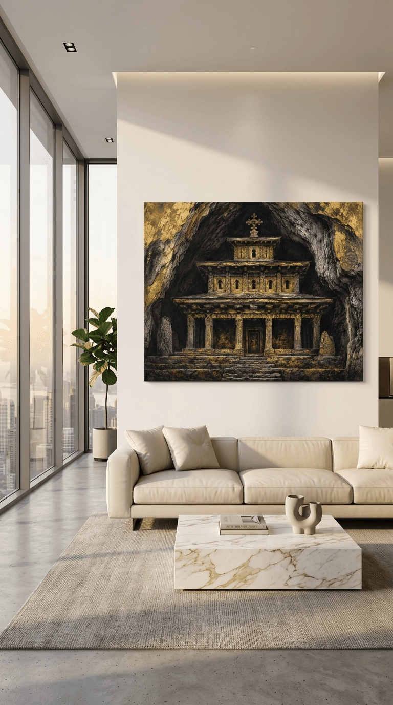 Echoes of Antiquity: Yemrehana Krestos Chiaroscuro Canvas Print