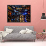 Rainy Twilight Merkato Palette-Knife Landscape
