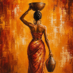Vessel Bearer | Ethiopian-Inspired Contemporary Canvas Wall Art